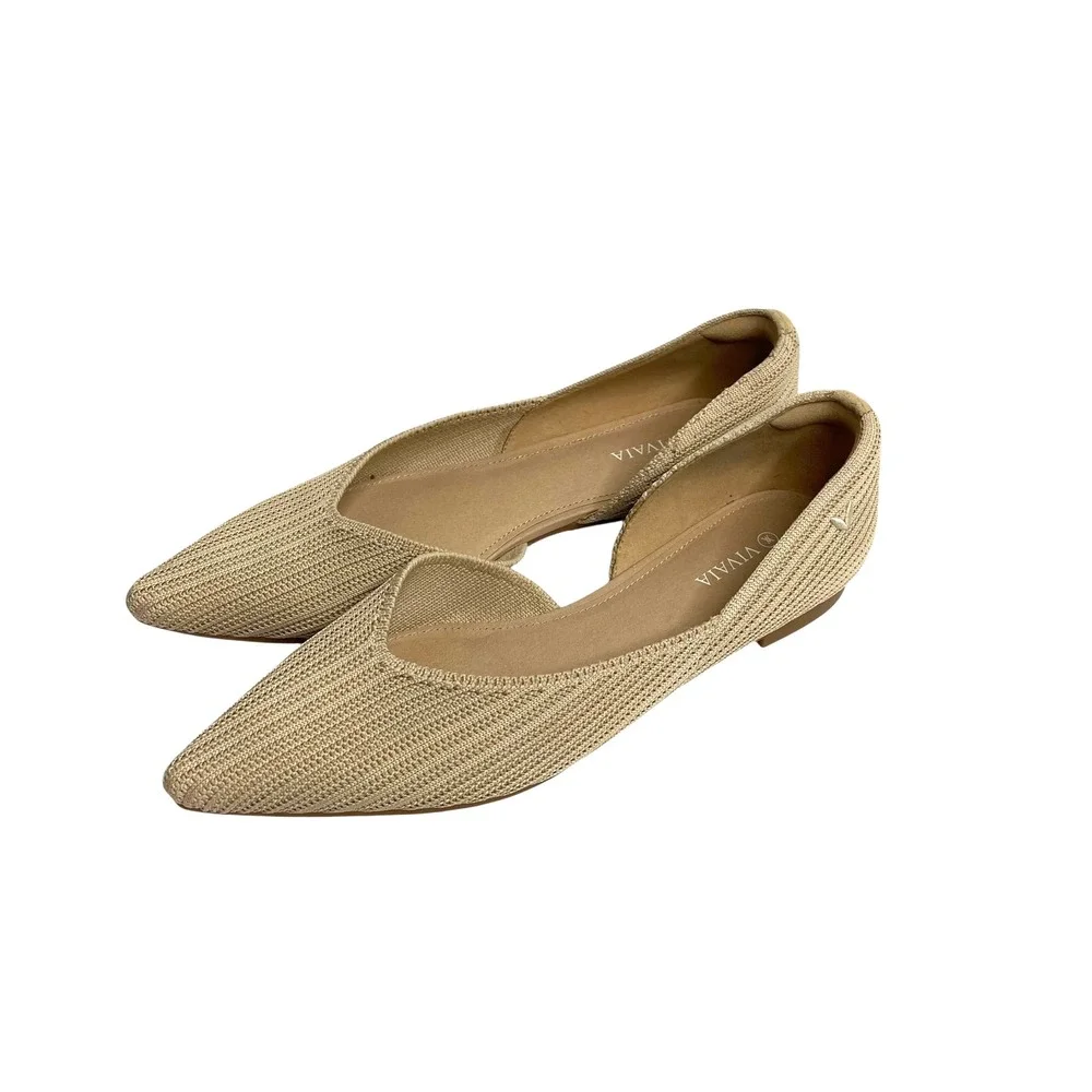 NEW Vivaia Melia Pointed-Toe D'Orsay Flats‎ Size 38.5 almont